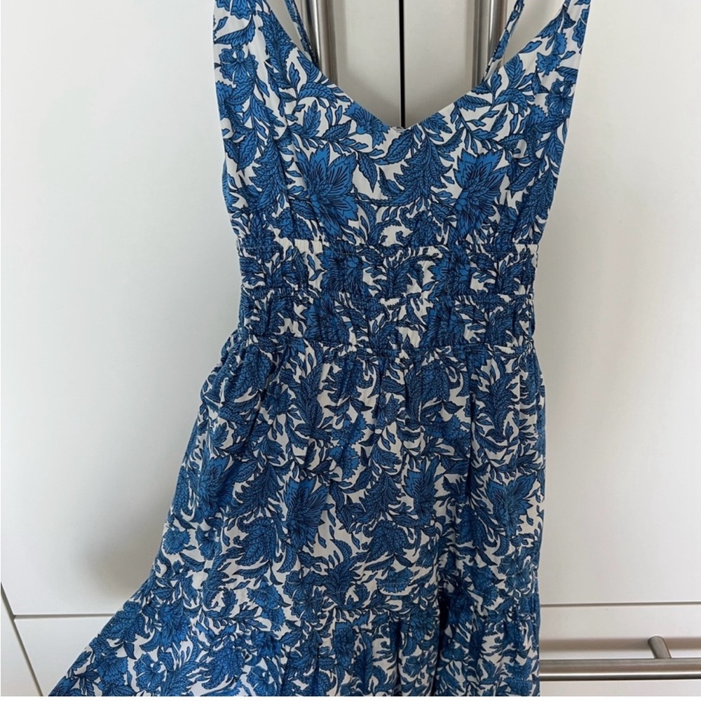 Blue Floral Spaghetti Strap Dress - Picture 2 of 4